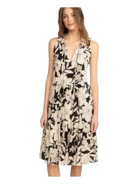 JADE BY JOHNNY WAS Juliette Tiered Floral Silk Midi Dress, Size S.